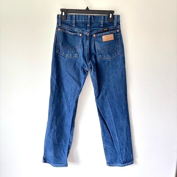 Wrangler Blue Wash Denim Straight Leg High Rise Jeans Loose Fit Western - Picture 1 of 10